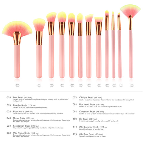 12pcs beauty makeup brushes