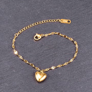 Simple Love Peach Heart Japanese Glittering Sequin Bracelet Jewelry Women