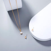 Copper-plated Gold Zircon water drop necklace earring set decoration