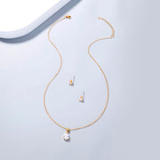 Copper-plated Gold Zircon water drop necklace earring set decoration