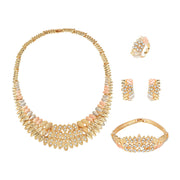 Bridal Set Gold Plated Necklace Earrings Ring