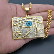 Gold Diamond Horus Eye Necklace Large Pendant