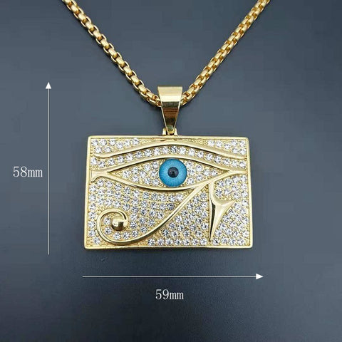 Gold Diamond Horus Eye Necklace Large Pendant