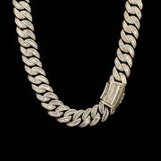 Hip Hop 15mm20mm Necklace Miami Buckle Cuban Chain Real Gold Plating Bracelet