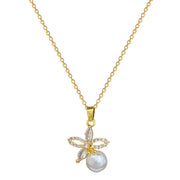 Titanium Steel Necklace And Earrings Suite Light Luxury Full Diamond