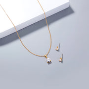 Copper-plated Gold Zircon water drop necklace earring set decoration