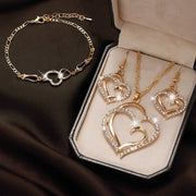 Frosty Wind Silver White Gold Yellow Two Tone Beautiful Bracelet Necklace Earrings Set