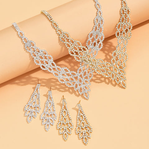 Silver Crystal Stone Gold And Silver Color Necklace Suit