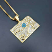 Gold Diamond Horus Eye Necklace Large Pendant